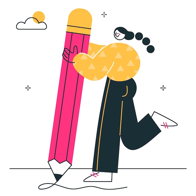 Vector person with big pencil concept illustration