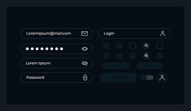 Vector personal account control ui elements kit