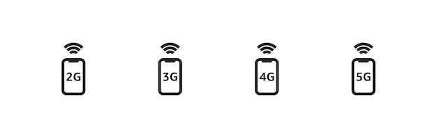 Vector phone network icon set 2g 3g 4g 5g vector eps 10