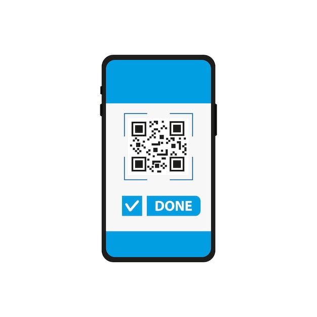 Vector phone with qr code done vector graphics in flat style