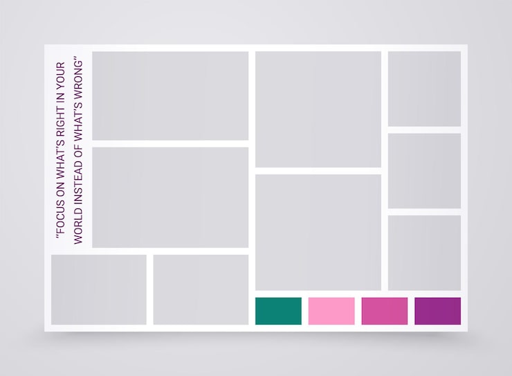 Vector photo collage layout mood board template vector illustration