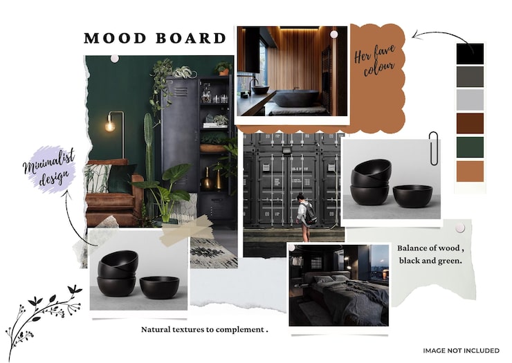 Vector photo collage moodboard collage design template