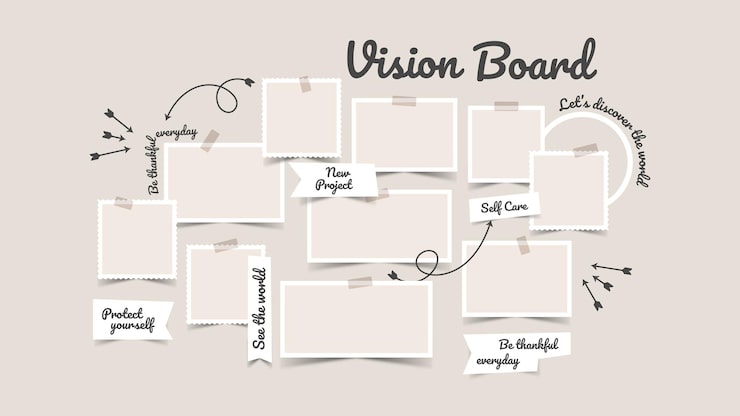 Vector photo collage template moodboard pictures grids