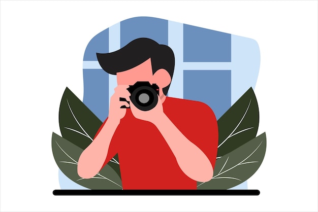 Vector photographer studio flat illustration design
