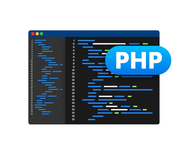Vector php programming language website development coding vector stock illustration