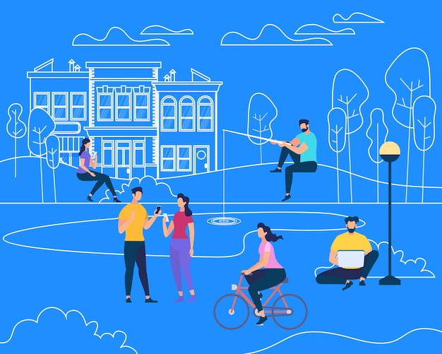 Vector physical summer outdoor people charactres activity