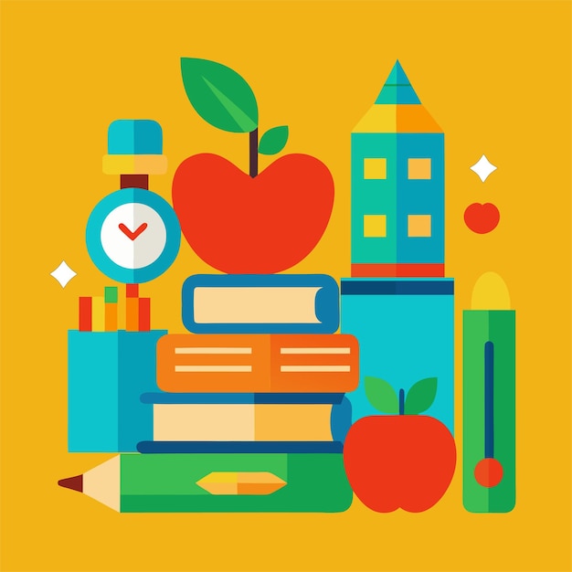 Vector a picture of a book with an apple on the top of it