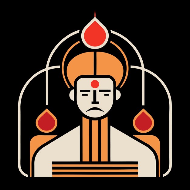 Vector a picture of a man with a red dot on his head