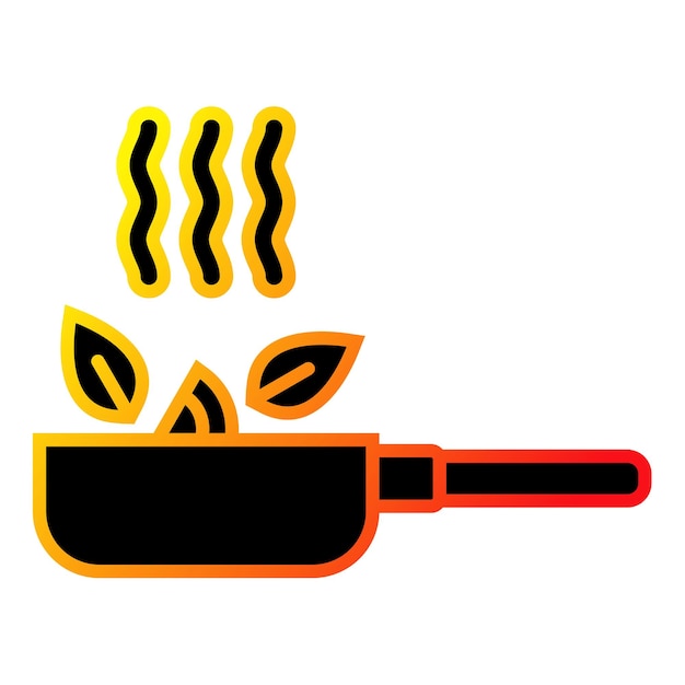 Vector a picture of a pan with flames and a pot with a flame on it