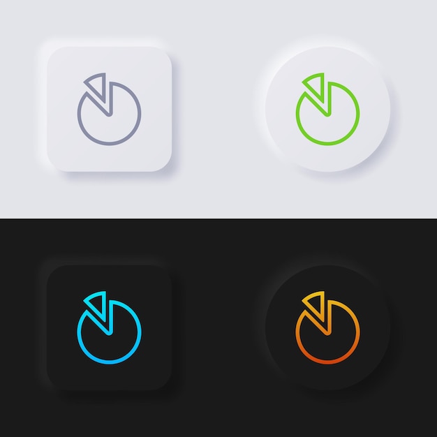 Vector pie chart icon set multicolor neumorphism button soft ui design for web design application ui and more button vector