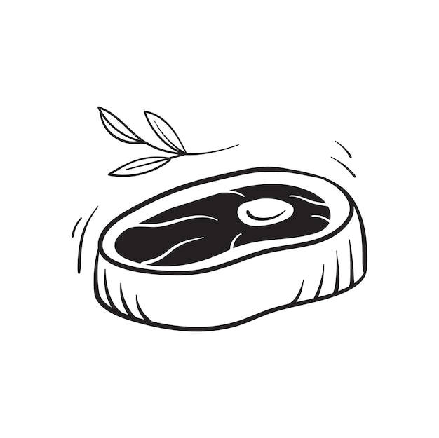 Vector piece of meat steak vector illustration in doodle style