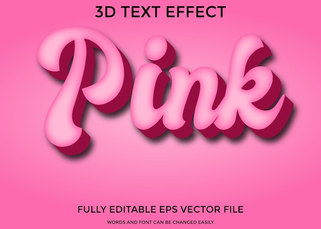 Vector pink 3d editable text effect premium eps with background