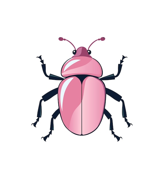 Vector pink beetle cartoon illustration