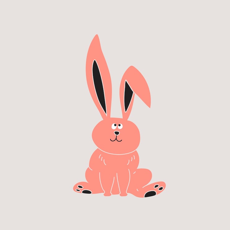 Vector pink bunny cartoon sticker design cute animal illustration vector
