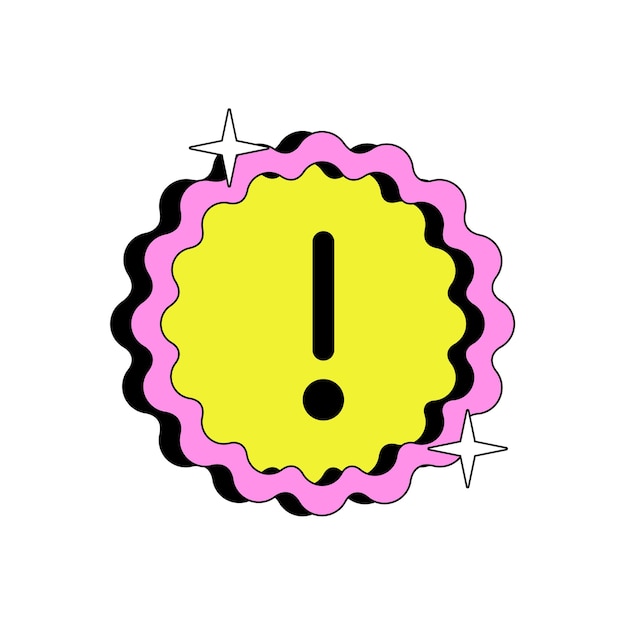 Vector a pink circle with a yellow background that says  danger