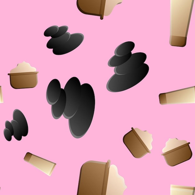 Vector pink hand drawn makeup and cosmetic seamless pattern