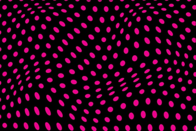 Vector pink polka dot fabric with a black background