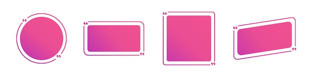 Vector pink set of quote frame without information with gradient