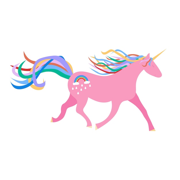 Vector pink unicorn on a white background