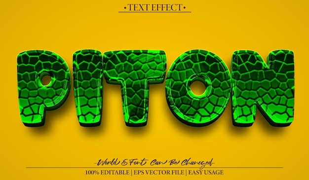 Vector piton vector text effect editable alphabet green reptile python viper wild