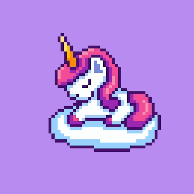 Vector pixel art cute unicorn game asset design