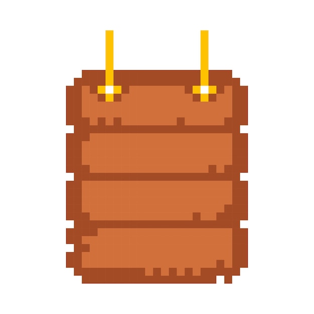 Vector pixel wooden roadside sign