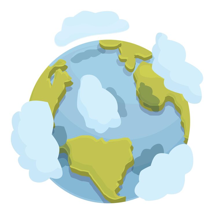 Vector planet trip icon cartoon vector around globe famous city