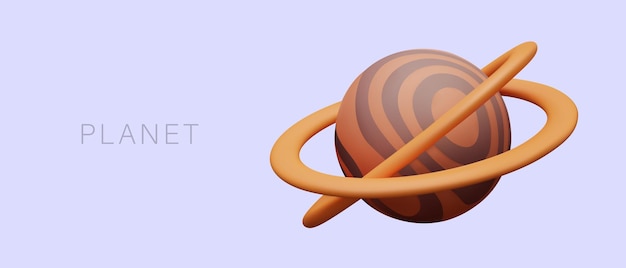 Vector planet with striped surface and two rings space exploration unexplored paranormal territory