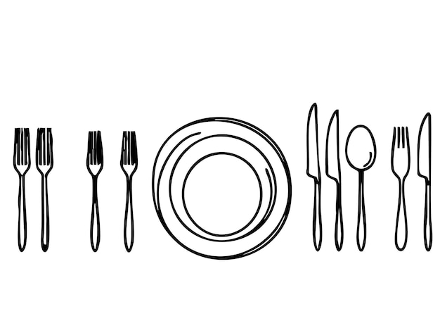 Vector plate forks and spoons sketch
