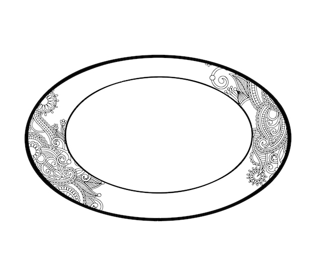 Vector plate with mandala style coloring page