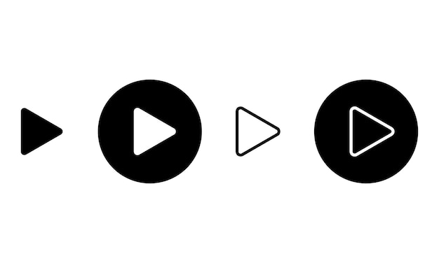 Vector play buttons icon set in black and white