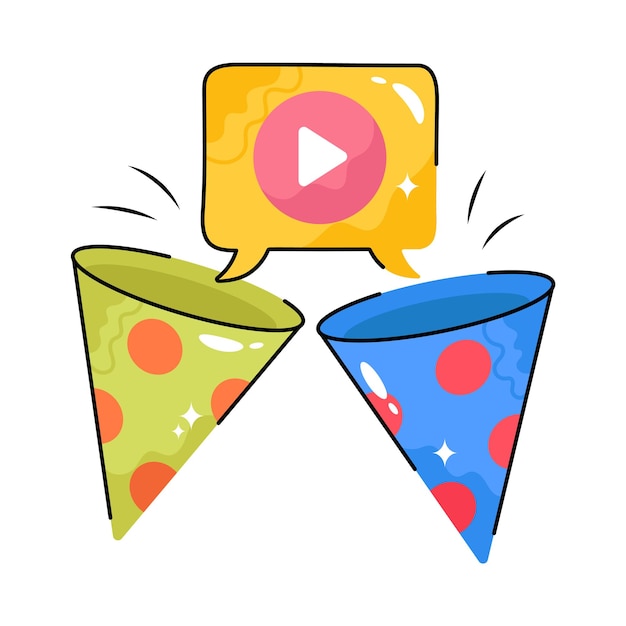 Vector play doodle vector filled outline sticker eps 10 file