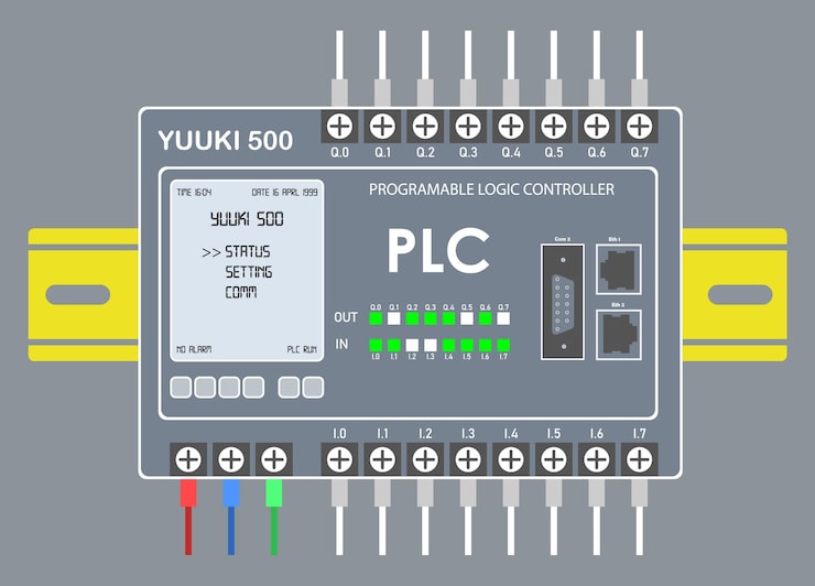 PLC Programable Logic Controller With Input and Output Vector Flat Design