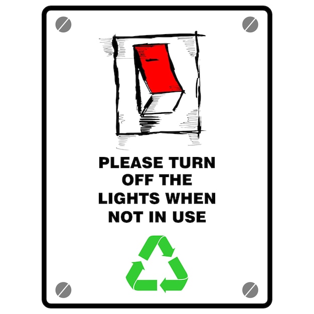 Vector please turn off the lights when not in use sign vector