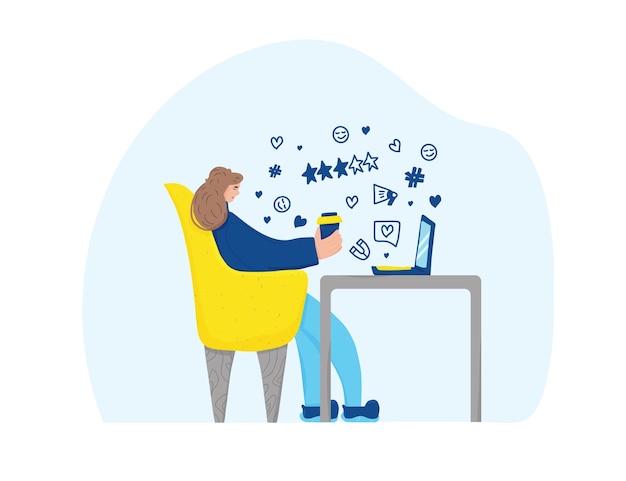 Vector podcast vector concept girl with audio stuff