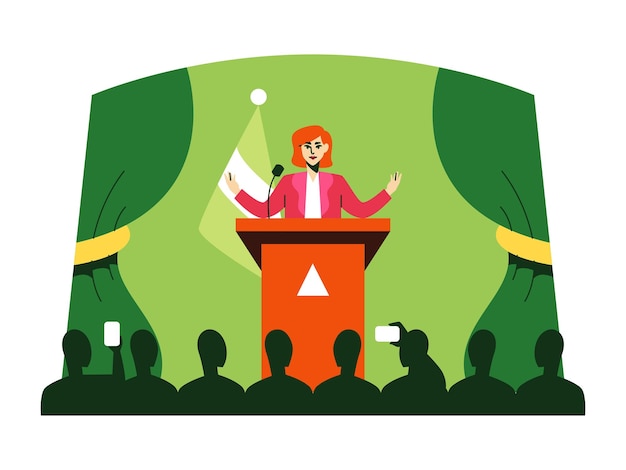 politician speech in front of press