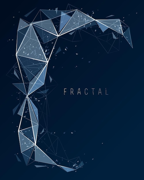 Vector polygonal elements vector abstract background low poly 3d object connected lines in perspective fractal design element mesh lattice net technology theme