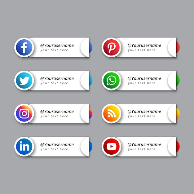 Vector popular collection of social media lower thirds
