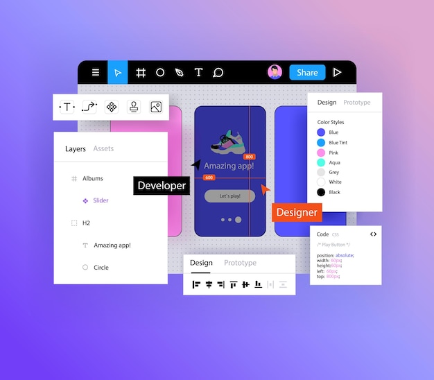 Vector popular interface design tool. web application for mobile with additional offline features enabled b