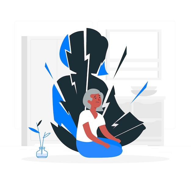 Vector post-traumatic stress disorder concept illustration