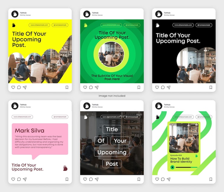 Vector poster amp social media set minimal modern design for finance education business marketing amp it