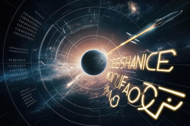 Vector a poster for the space shuttles has a planet in the middle of it