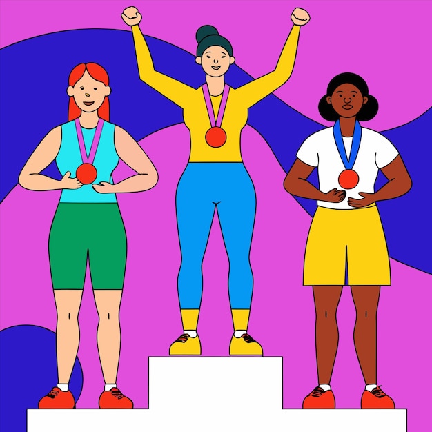 Vector a poster of a woman with medals on her shoulders