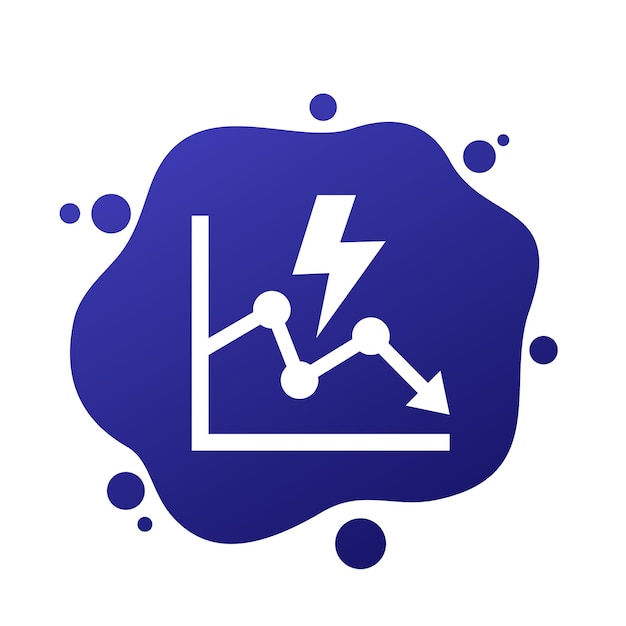 Vector power consumption decrease reduction icon vector