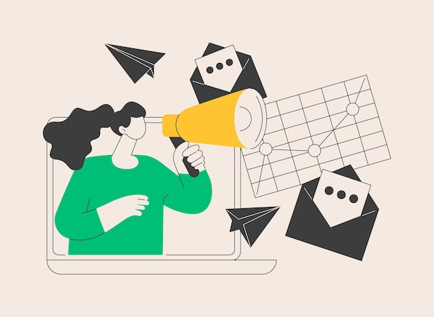 Vector pr abstract concept vector illustration public relations service promotion strategy website element menu bar corporate event newsletter pr user interface communication abstract metaphor