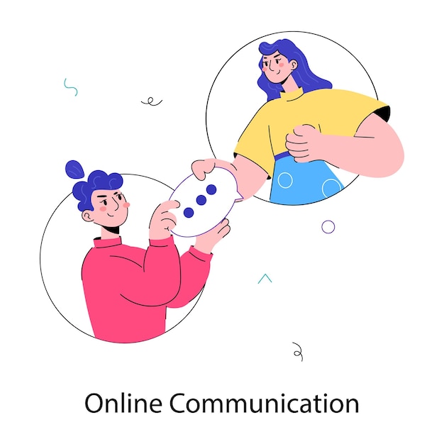 Vector premium doodle mini illustration of online communication