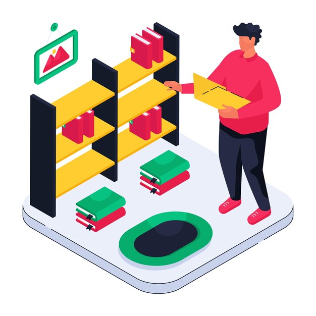 Vector premium download illustration of library cupboard