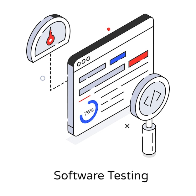 Vector premium software testing isometric icon