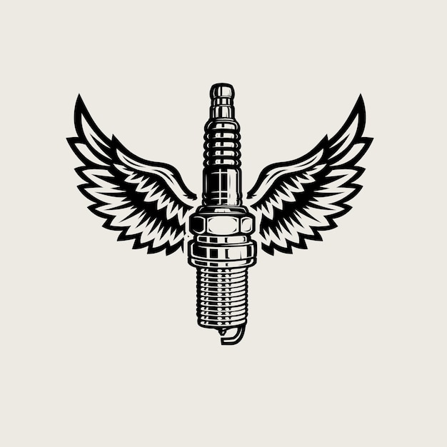 Vector premium spark plug and wings illustration vector isolated