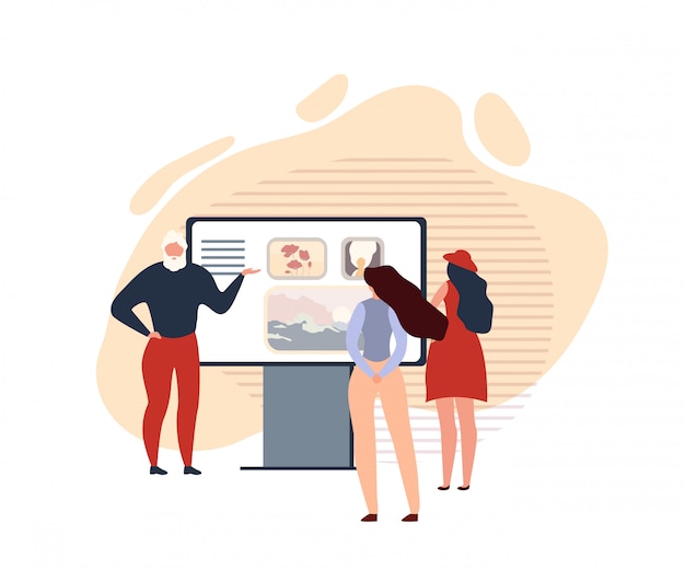 Vector presentation in art gallery flat illustration